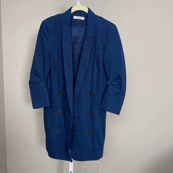 Halston Double-Breasted Denim Shirtdress - Picture 2 of 5